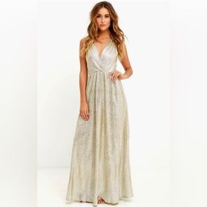 Lulus Surplice V-Neck Shimmer Gown